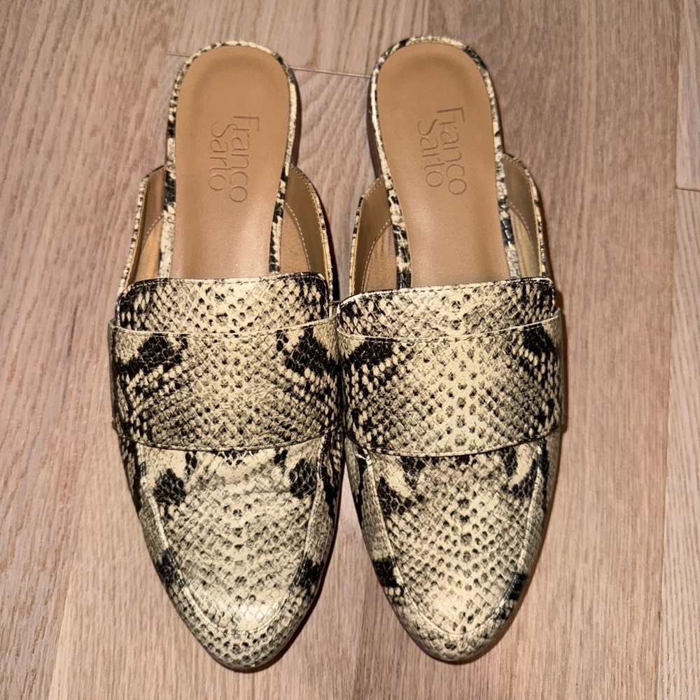 Snakeskin mules